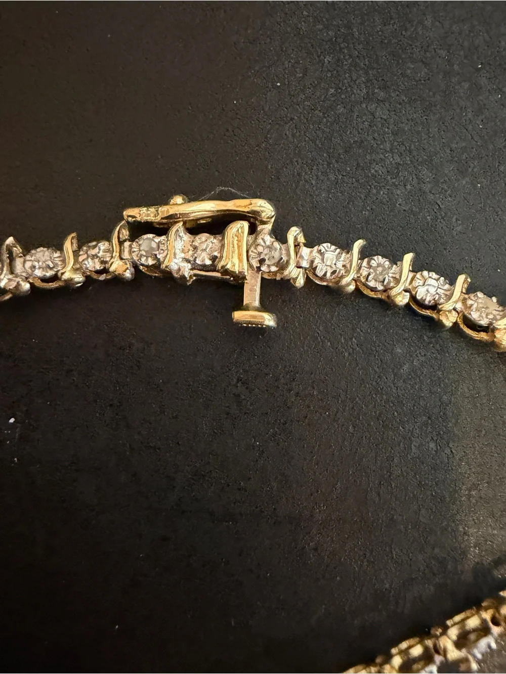 MGM Jewelry Inc 10K Gold Diamond Tennis Bracelet Safety Clasp Delicate Dainty - Picture 8 of 12